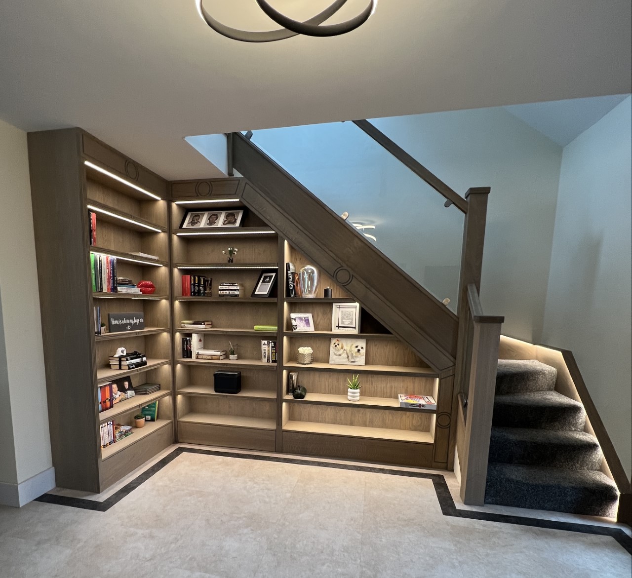 Bespoke closed bookcase and fitted cabinetry